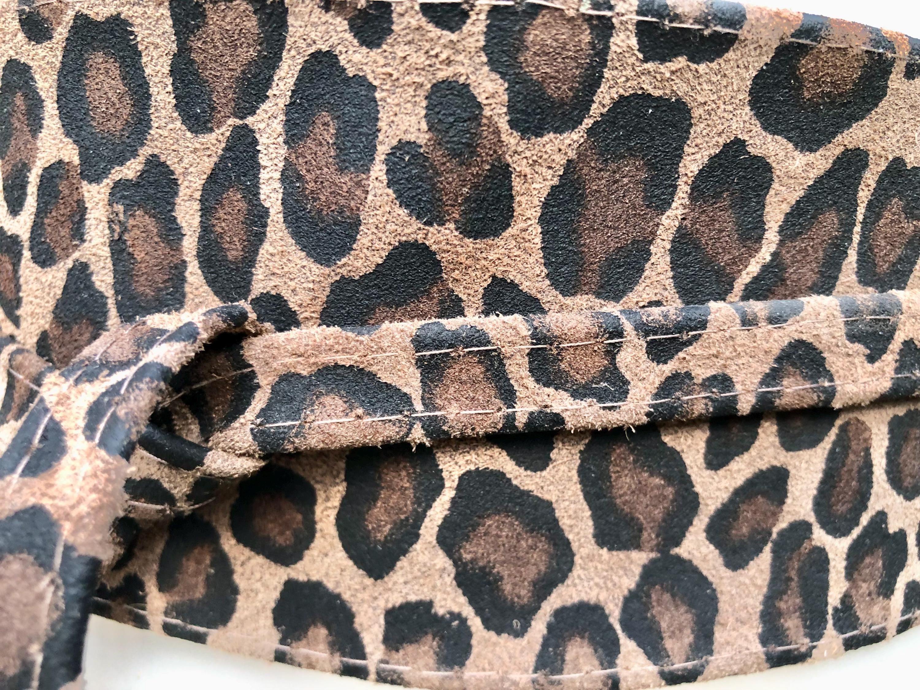 CHEETAH print suede OBI belt.Wrap belt in natural brown + black suede. Genuine leather panther waist belt. Animal print wraparound boho belt