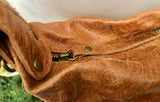 Genuine leather rucksack/ shoulder bag / crossbody in CAMEL BROWN. Soft genuine leather shopper. Carry all bag for laptops, tablets, books..