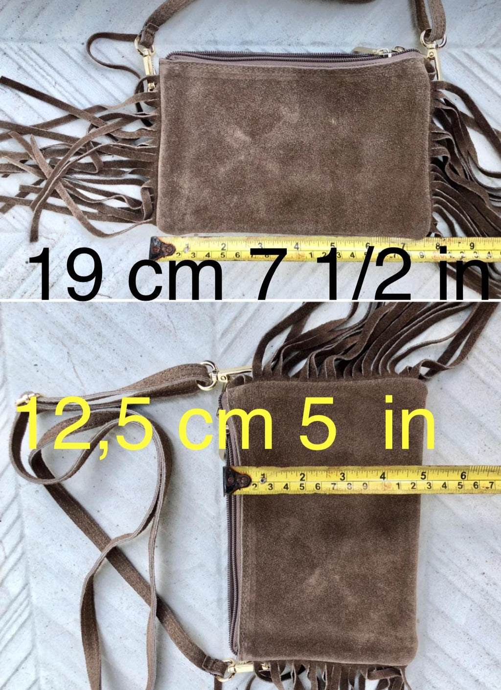 Small camel brown crossbody fringed bag. BOHO suede leather bag with FRINGES. Tobacco brown genuine suede leather. Warm tan suede purse.