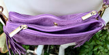 Small purple crossbody fringed bag. BOHO suede leather bag with FRINGES. Lilac genuine suede leather. Mauve suede purse. Medium purple suede