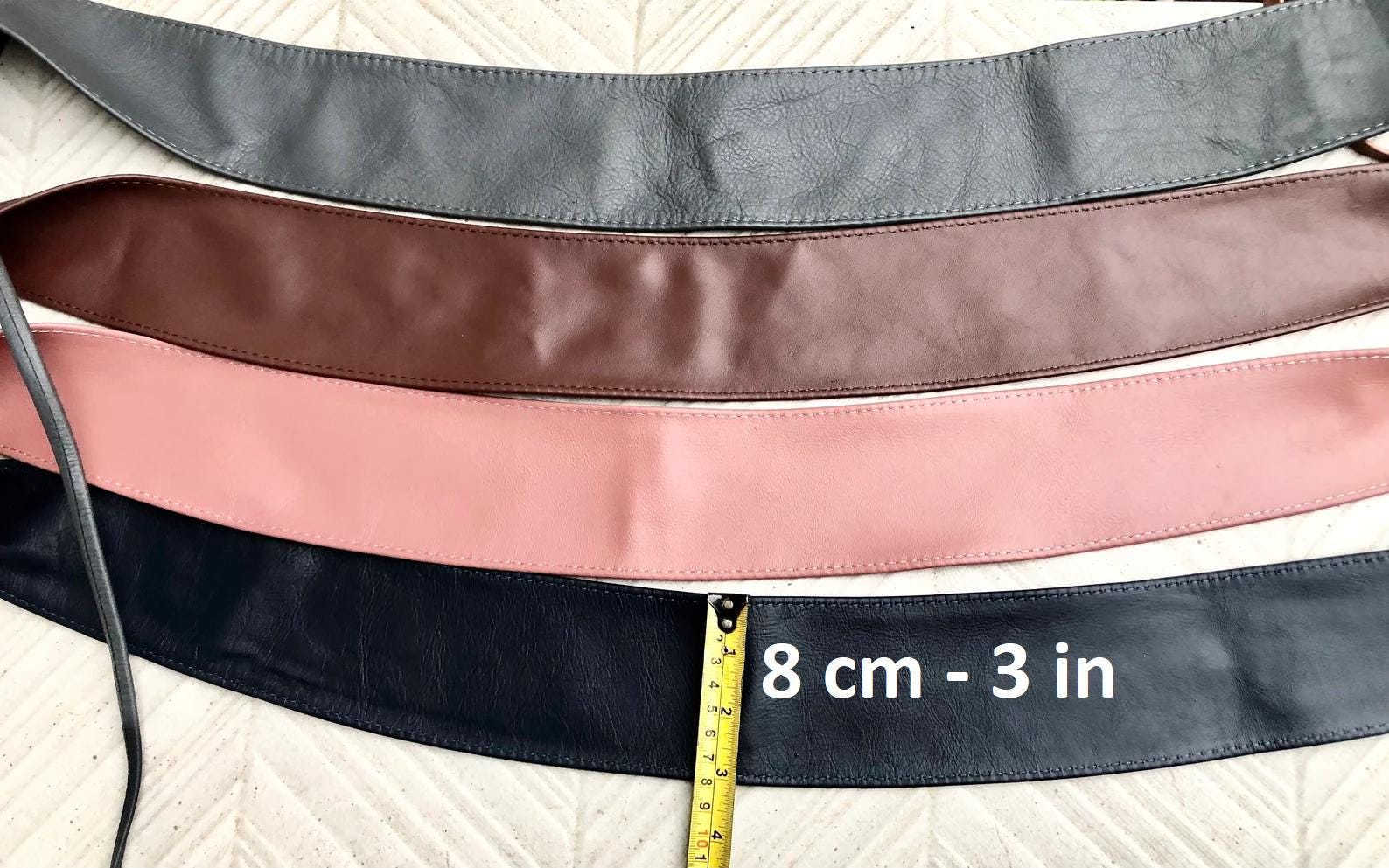 GRAY wraparound belt in soft leather. Grey wrap belt. Longer option. Genuine leather grey belt. Boho dress belt, dark gray leather obi belt