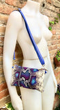 2 sided purple + snake print leather bag. GENUINE leather crossbody / shoulder bag. Small purple purse. Purple, hot pink, black animal print