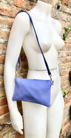 2 sided purple + snake print leather bag. GENUINE leather crossbody / shoulder bag. Small purple purse. Purple, hot pink, black animal print