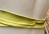 Obi belt in soft leather. YELLOW Wrap belt. Waist belt in light lemon yellow. Yellow wraparound or dress belt. Yellow dress belt.