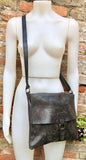 Dark brown leather messenger bag. Crossbody / shoulder bag with flap + zipper. Soft genuine leather messenger bag. Brown leather purse