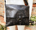 Dark brown leather messenger bag. Crossbody / shoulder bag with flap + zipper. Soft genuine leather messenger bag. Brown leather purse