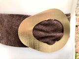Dark brown suede waist belt with large metal buckle.Soft suede belt in light chocolate brown. Brown boho belt.Genuine natural suede leather.
