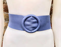 PURPLE leather waist belt with large round buckle. Soft leather belt. Genuine leather dress belt. Wide lilac waist belt