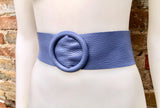 PURPLE leather waist belt with large round buckle. Soft leather belt. Genuine leather dress belt. Wide lilac waist belt