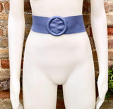 PURPLE leather waist belt with large round buckle. Soft leather belt. Genuine leather dress belt. Wide lilac waist belt