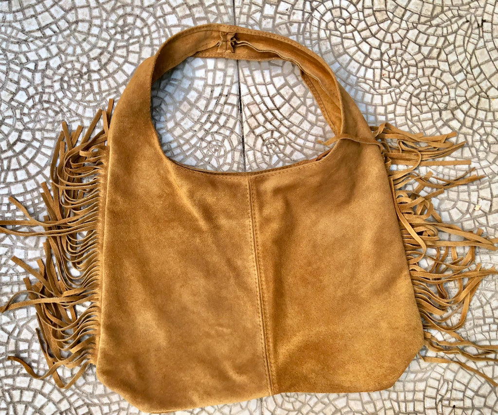 Beige slouchy bag. Large tote leather bag with zipper + FRINGES. Genuine leather bag. Beige laptop bags. Large shopper leather bag.