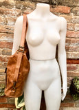 Genuine leather rucksack/ shoulder bag / crossbody in CAMEL BROWN. Soft genuine leather shopper. Carry all bag for laptops, tablets, books..