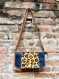 Cheetah print crossbody bag. Genuine leather. Animal print fuchsia enveloppe bag. Adjustable strap + flap. Boho multicolor hot pink purse.