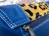 Cheetah print crossbody bag. Genuine leather. Animal print fuchsia enveloppe bag. Adjustable strap + flap. Boho multicolor hot pink purse.
