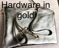 Small leather bag in GOLD .Cross body bag, shoulder bag or wristlet in GENUINE leather. Gold bag with adjustable strap. Gold leather purse