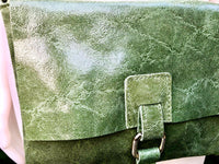 Green crossbody bag. Genuine leather small leather bag. Messenger bag with zipper and flap. Small green leather purse.