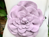 Flower leather belt in light purple. Waist, overall or dress belt. Genuine leather. Mauve rose belt. Large light lavender purple flower.