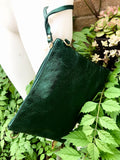 Small leather bag in metallic green .Cross body bag, GENUINE leather shoulder bag or wristlet. Dark green purse with adjustable strap.