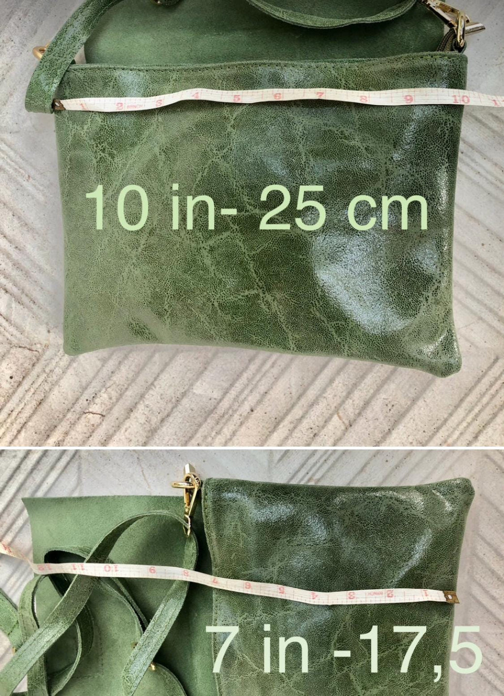 Green crossbody bag. Genuine leather small leather bag. Messenger bag with zipper and flap. Small green leather purse.