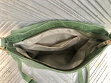 Green crossbody bag. Genuine leather small leather bag. Messenger bag with zipper and flap. Small green leather purse.