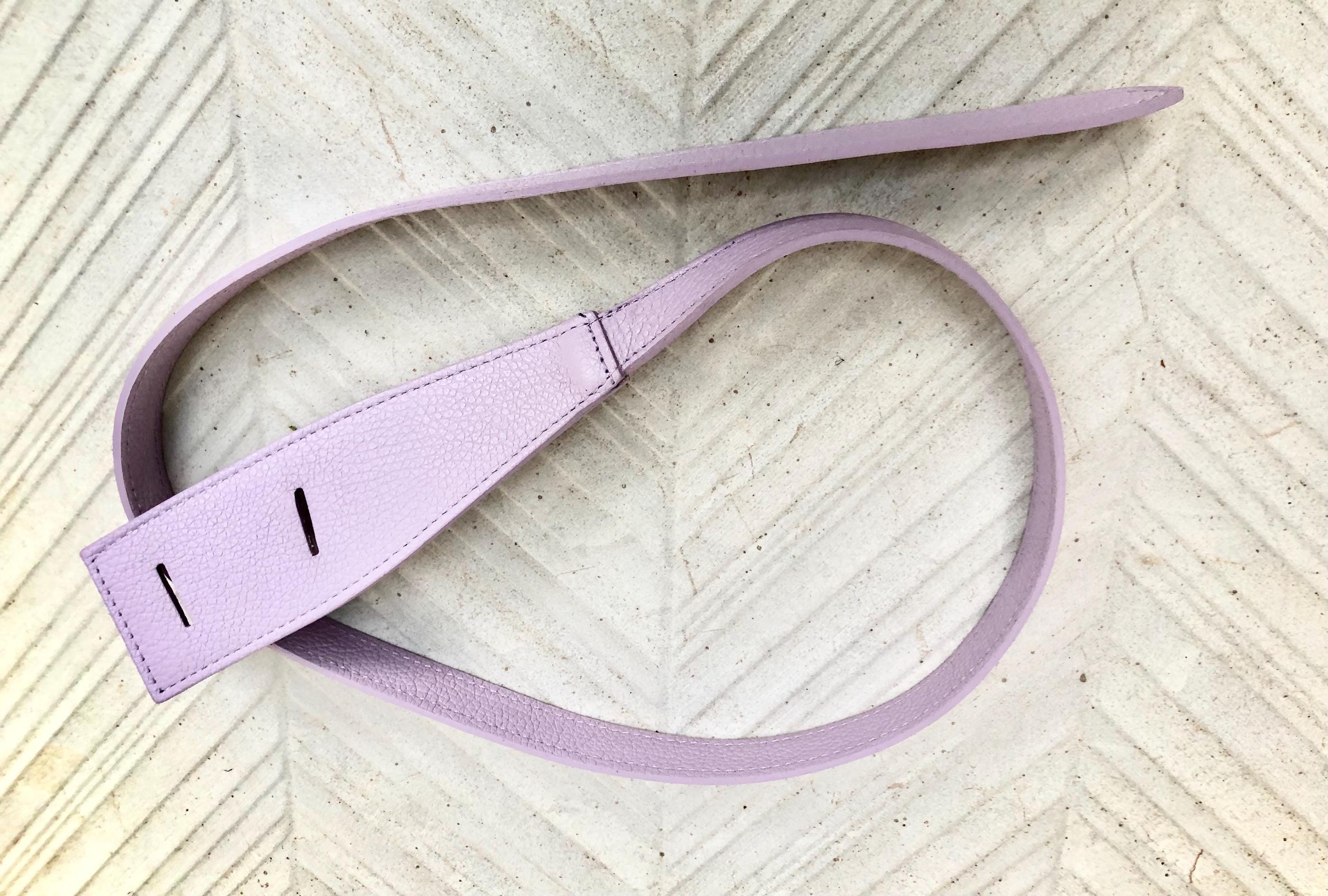 Wrap belt in light PURPLE. Genuine leather 80s style obi belt. Light mauve waist belt. Lavender wraparound belt. Purple dress belt