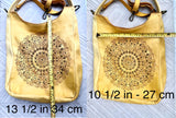 YELLOW distressed leather shoulder / crossbody bag. Soft genuine leather shopper. Boho hippy bag for , tablets, books. Yellow leather purse