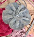 Flower leather belt in light purple. Waist, overall or dress belt. Genuine leather. Mauve rose belt. Large light lavender purple flower.