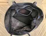 NAVY blue leather bag with zipper. Genuine leather wide style navy shopper. Large DARK BLUE shoulder bag for your laptop, books. Navy purse