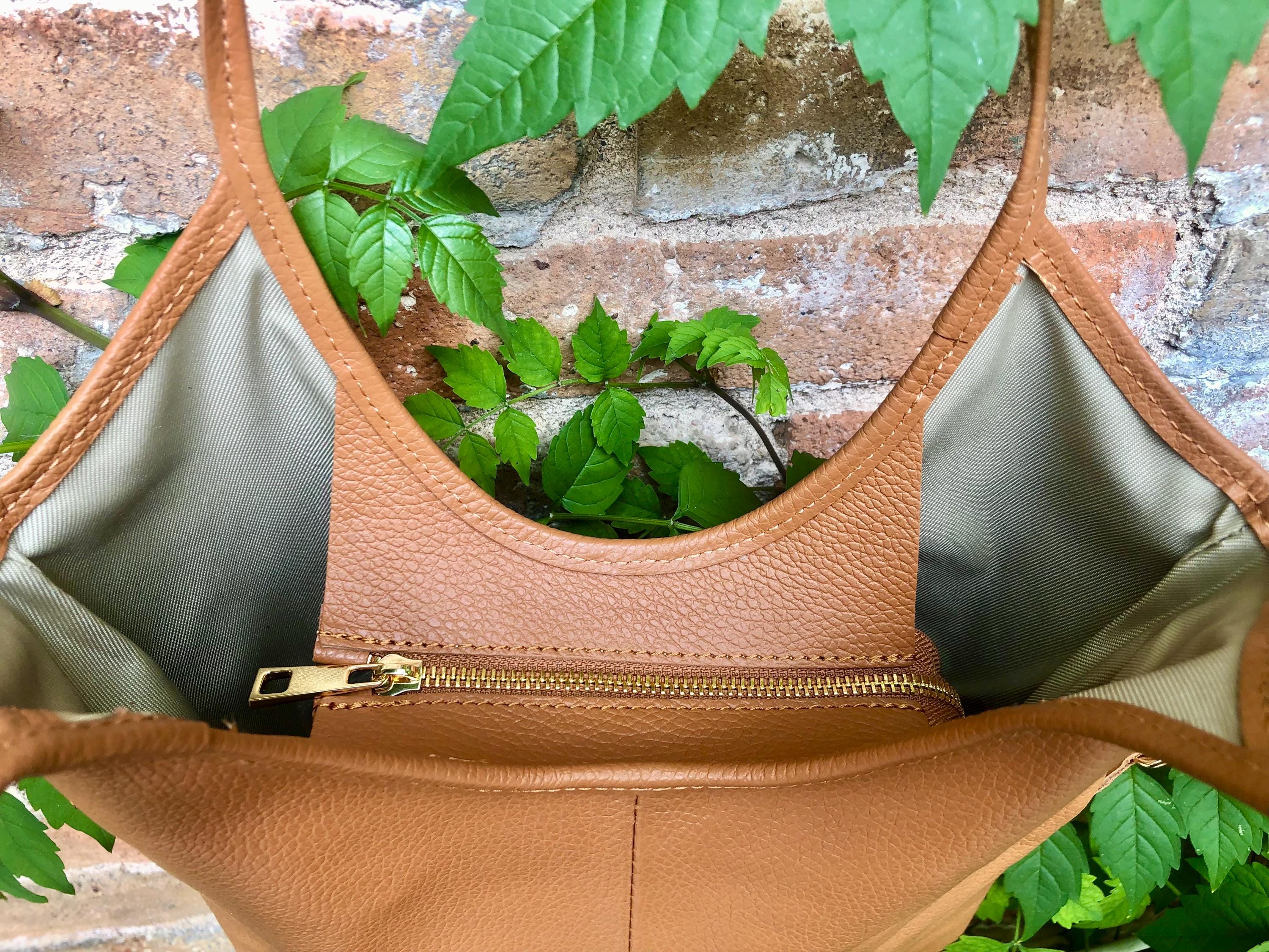 Genuine leather shoulder / crossbody bag in CAMEL brown. Leather shopper in saddle brown. Soft natural GENUINE leather. TAN leather purse.