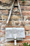 Beige crossbody bag. Genuine leather small leather bag. Messenger bag with zipper and flap. Small light beige leather purse. Glossy purse.