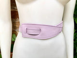 Wrap belt in light PURPLE. Genuine leather 80s style obi belt. Light mauve waist belt. Lavender wraparound belt. Purple dress belt