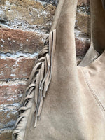 Beige slouchy bag. Large tote leather bag with zipper + FRINGES. Genuine leather bag. Beige laptop bags. Large shopper leather bag.