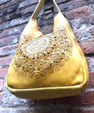 YELLOW distressed leather shoulder / crossbody bag. Soft genuine leather shopper. Boho hippy bag for , tablets, books. Yellow leather purse