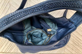 NAVY blue distressed leather shoulder / crossbody bag. Soft genuine leather shopper. Dark blue boho hippy bag. Navy leather purse