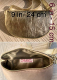 Mint green - GOLD fanny pack. GENUINE leather small leather crossbody / hip bag, bum pack. Aqua. Green -GOLD purse with adjustable strap