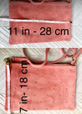 SALMON pink suede leather bag. GENUINE leather small crossbody / shoulder bag. Adjustable strap + zipper. Light pink suede purse with tacks.