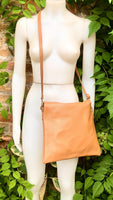 Genuine leather shoulder / crossbody bag in CAMEL brown. Leather shopper in saddle brown. Soft natural GENUINE leather. TAN leather purse.
