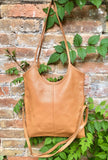 Genuine leather shoulder / crossbody bag in CAMEL brown. Leather shopper in saddle brown. Soft natural GENUINE leather. TAN leather purse.