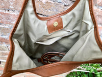 Genuine leather shoulder / crossbody bag in CAMEL brown. Leather shopper in saddle brown. Soft natural GENUINE leather. TAN leather purse.