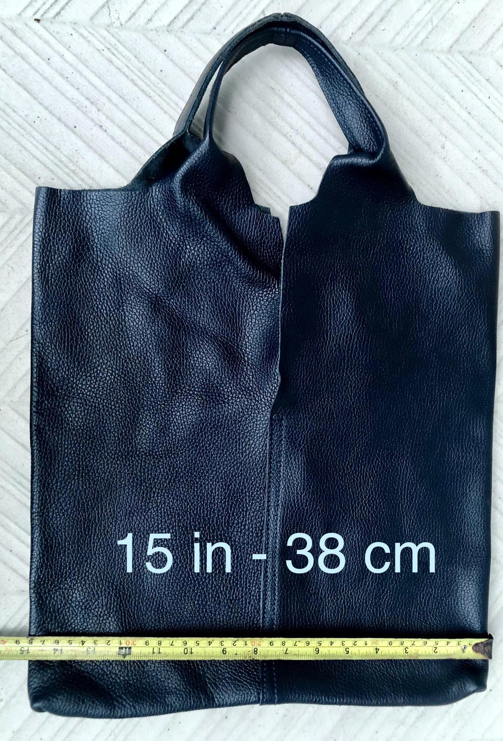 Genuine leather shoulder bag in NAVY blue. Large blue purse. Soft leather dark blue shopper bag.