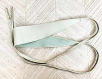 Sage green leather belt. Light green waist belt. Genuine leather wrap belt. Mint green obi belt. Green wraparound dress belt