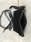 Crossbody bag. Dark BROWN boho leather purse with bronze color tacks. Genuine suede leather messenger bag. Chocolate brown crossbody bag