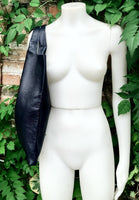 Genuine leather shoulder bag in NAVY blue. Large blue purse. Soft leather dark blue shopper bag.