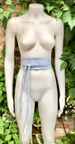 Light blue suede waist belt. Powder blue wrap belt. Blue soft dress belt in natural genuine suede leather. Blue wraparound overall belt.