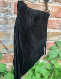 Cross body bag. BOHO suede leather bag in BLACK with FRINGES. Messenger bag in soft genuine suede leather.Black crossbody hippy bag