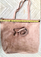 Cream white TOTE leather bag. Removable crossbody strap. Soft natural genuine suede leather bag with lining. Light beige laptop / tablet bag