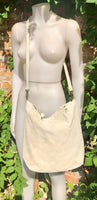 Cream white TOTE leather bag. Removable crossbody strap. Soft natural genuine suede leather bag with lining. Light beige laptop / tablet bag