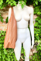Camel brown slouch bag. Tote leather bag in tobacco with ZIPPER. Soft genuine leather. Brown leather purse. Wide strap leather shoulder bag
