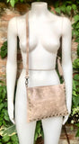 Crossbody bag. Taupe BROWN boho leather purse with bronze color tacks Genuine suede leather messenger bag. Light brown crossbody bag