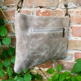 Crossbody bag. Taupe BROWN boho leather purse with bronze color tacks Genuine suede leather messenger bag. Light brown crossbody bag